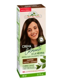Crema Colorante Cubrecanas a la Henna Castaño, 80ml